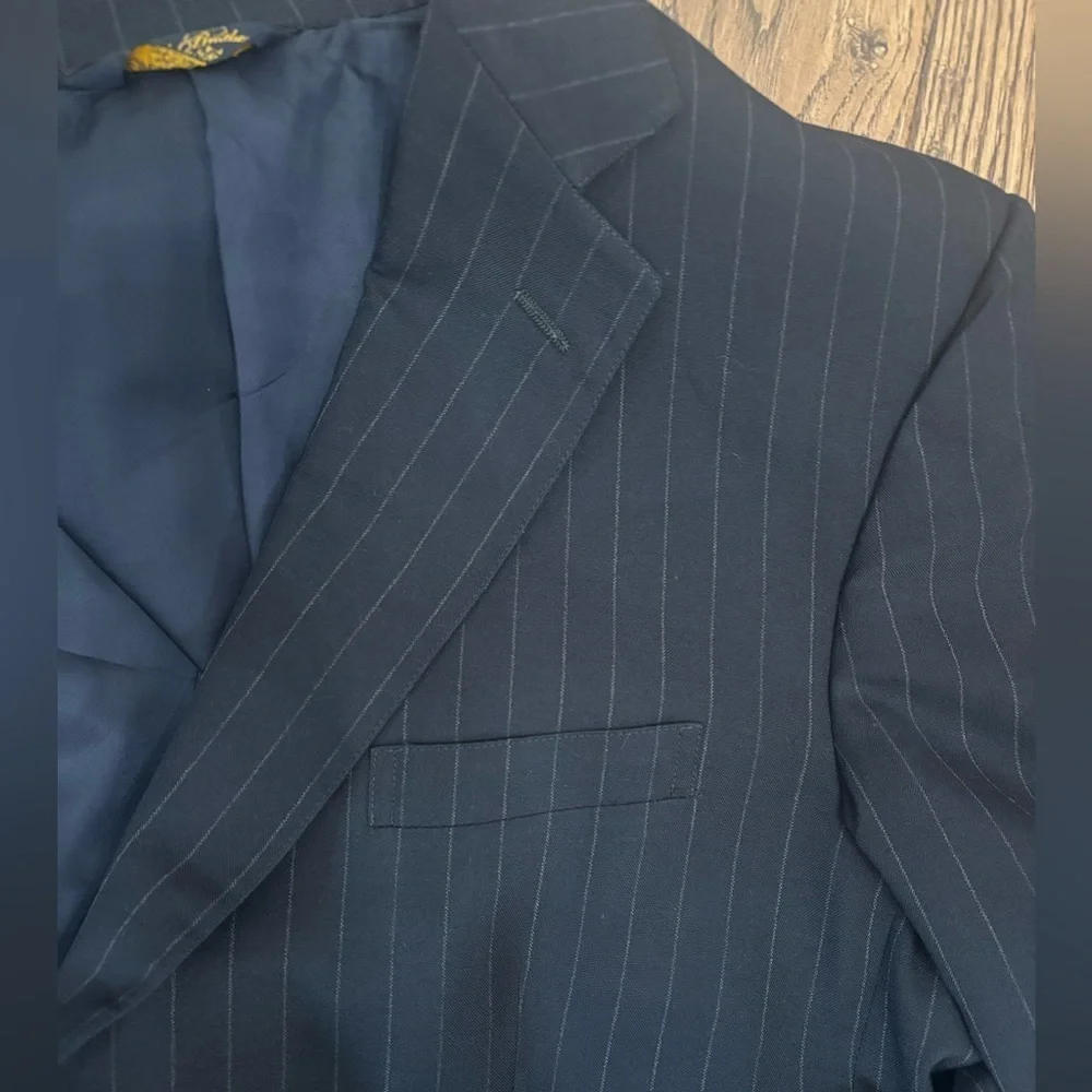 Brooks Brothers Wool Navy Blue gray Pinstripe Blazer Sportcoat Suit Jacket 45R